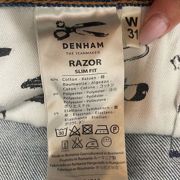 Denham Razor Slim Jeans Selvedge Mens Size W31 L32 Blue Denim Stretch - Picture 5 of 12